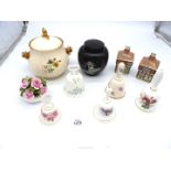 A quantity of china including bells, ginger jar, biscuit barrel etc.