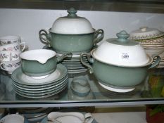 A Denby ''Venice'' part Dinner set in sage and pale grey including two lidded tureens,