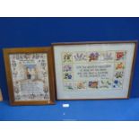 A framed PRINT of William and Emma Crompton born May 11th 1851 with a poem and Mary Diggle age 11