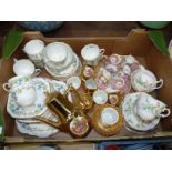 A quantity of part/full tea/coffee sets including gold coloured coffee set,
