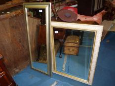 A cream and gilt framed bevelled rectangular wall Mirror,