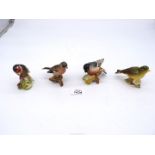 Four Beswick finches: Greenfinch, Goldfinch, Chaffinch and Bullfinch, 3" tall approx.