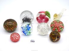 A quantity of mixed paperweights to include; Caithness 'Windfall' apple paperweight (stem missing),