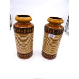 A pair of German Vases, no.. 517-30, 12" tall, in browns and black colourway.