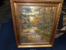 A gilt framed Joseph Farquharson Print "Autumn: wooded landscape with sheep", 21 1/4" x 25 1/2".