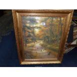 A gilt framed Joseph Farquharson Print "Autumn: wooded landscape with sheep", 21 1/4" x 25 1/2".