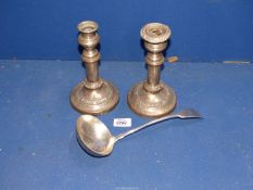 A Pair of plated extendable Candle holders (a/f.