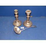 A Pair of plated extendable Candle holders (a/f.