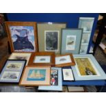 A box of prints and etchings including two by Thomas Bewick (one with provenance) and a print of