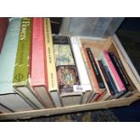 A wooden crate containing Antique reference books including World Furniture,