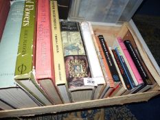 A wooden crate containing Antique reference books including World Furniture,