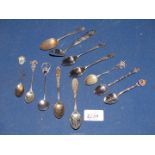 A quantity of silver plated spoons, some marked ''Silver'', '800', 'Sterling 925' etc.