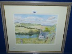 A framed and mounted watercolour title verso 'River Wye and Hay Bluff' signed lower right Barbara