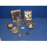 A quantity of miscellaneous silver plated items including a compact,