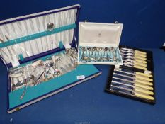 A silver plated part Canteen of cutlery, plus a part set of Fruit spoons,