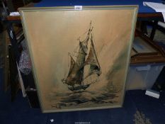 A large framed Ben Maile print on board 'The Ketch', 24 3/4'' x 29 1/4''.