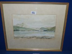A framed and mounted watercolour of Lake Bala, signed lower right James Seeley '86,