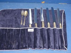 Six silver handled large dinner knives,