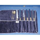 Six silver handled large dinner knives,