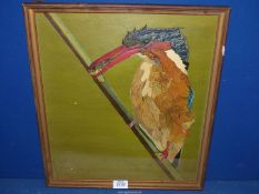 A framed oil on canvas labelled verso 'Malachite Kingfisher Africa 1981 initialled lower right W.