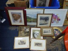 A quantity of prints including a Hugh Gurney 'Twitchen Valley, Mortehoe',
