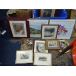 A quantity of prints including a Hugh Gurney 'Twitchen Valley, Mortehoe',