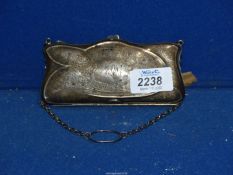A Silver Clutch bag with leather lining, Birmingham maker J. Bros.