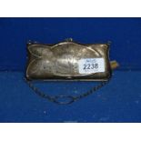 A Silver Clutch bag with leather lining, Birmingham maker J. Bros.