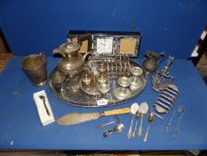 A quantity of silver plate including Mappin & Webb toast rack, jugs, tankard, teapot,