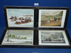 Four Coaching Prints to include 'Four in Hand' and 'Mail Coach in Flood' by J.