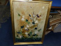 A gilt framed oil on canvas depicting an abstract branch, signed lower left Ivan Mosca,