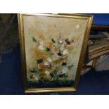 A gilt framed oil on canvas depicting an abstract branch, signed lower left Ivan Mosca,