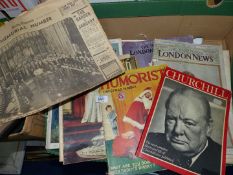 A quantity of Newspapers and Magazines to include Churchill, The Humorist Christmas Number,