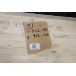 Five lengths softwood: 1 x 2" x 135", 4 x 9" x 2" x 146".