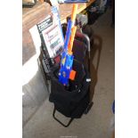 Large Nerf gun and bullets in a shopper.