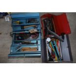 Small toolbox and contents of a wood rasp plus two more toolboxes of tools, Allen keys, spanners,