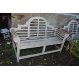 *****Lutyens design teak garden Bench, 66'' wide x 42'' high overall,