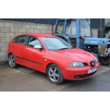 A Seat Ibiza Tdi 1896 cc diesel, three door hatchback, red, first reg'd 17th December 2005,