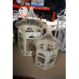 Large and small bird cage, 19" high and 13" high.