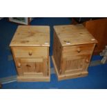 Pair of pine bedside tables.