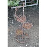 Spiral wrought iron plant stand,