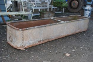 Riveted field trough with rolled top and ring handles, 8' long x 19'' deep x 16'' high,