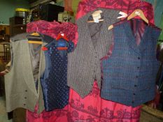 Gent's waistcoats to include; green Tweed double breasted, size 50", navy Harris tweed,