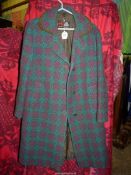 A ladies Welsh Wool Tapestry Coat "Eclipse", blue, pink and green, size M/L.