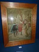 A Victorian tapestry panel worked in wool of an Italianate scene in the Renaissance manner,