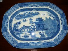 A scarce Swansea meat plate circa 1810 in blue and white Chinoiserie pattern with classical border,