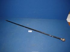 A Kings Royal Rifles Swagger Stick with silver knop and tip,