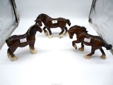 Two Beswick Bay Horses including a shire horse plus a Royal Doulton Bay Horse.