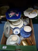 A quantity of china including Poole plates and cups, Royal Worcester gold lustre teapot, Limoges,