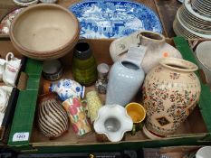 A quantity of pottery vases and bowl including mottled Poole vase.